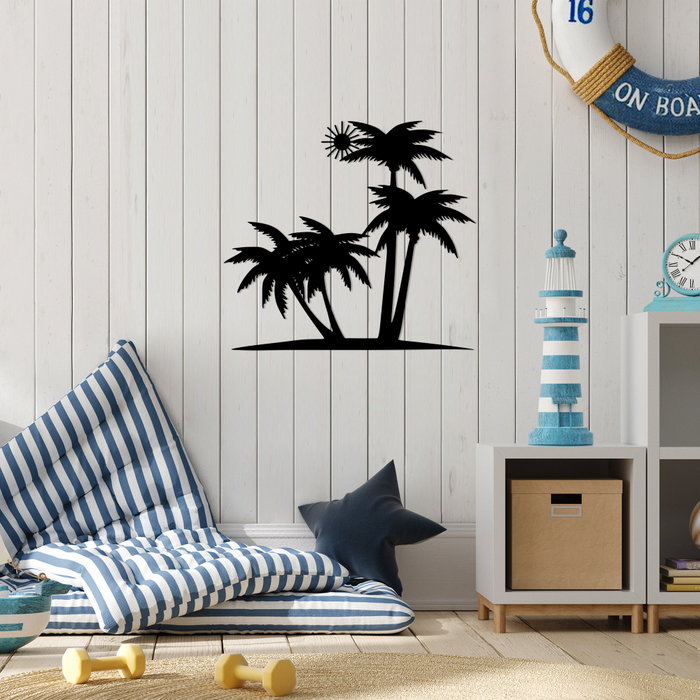 Wallity Palm And The Sun - 442 Escultura de pared de metal Negro Wallity Palm And The Sun - 442 Escultura de pared de metal Negro